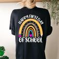 Happy First Day Of School Rainbow Leopard Teacher Student Women's Oversized Comfort T-shirt Back Print Black