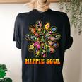 Hippie Soul Flower Power Peace Sign 60S 70S Tie Dye Women's Oversized Comfort T-Shirt Back Print Black
