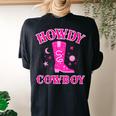 Howdy Rodeo Hot Pink Wild Western Yeehaw Cowgirl Country Women's Oversized Comfort T-Shirt Back Print Black