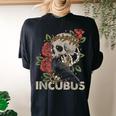 Incubus-Crow Left Skull Morning And Flower Halloween Women's Oversized Comfort T-shirt Back Print Black