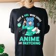 Just A Girl Who Loves Anime And Sketching Women's Oversized Comfort T-shirt Back Print Black