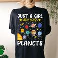 Just A Girl Who Loves Planets Solar Space Science Lover Girl Women's Oversized Comfort T-shirt Back Print Black