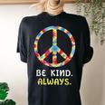 Be Kind Always Kindness Tie Dye Peace Sign Vintage Retro Women's Oversized Comfort T-Shirt Back Print Black