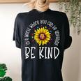 Be Kind Autism Awareness Quote Puzzle Piece Sunflower Women's Oversized Comfort T-Shirt Back Print Black