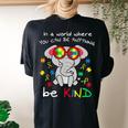 Be Kind Elephant Puzzle Inspirational Autism Awareness Women's Oversized Comfort T-Shirt Back Print Black