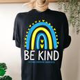 Be Kind Rainbow World Down Syndrome Awareness Day Women's Oversized Comfort T-Shirt Back Print Black
