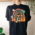 Be Kind Retro Rainbow Peace Sign Love Hippie Flowers 60S 70S Women's Oversized Comfort T-Shirt Back Print Black