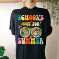 Last Day Of Schools Out For Summer Teacher Sunglasses Groovy Women's Oversized Comfort T-Shirt Back Print Black