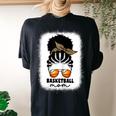 Leopard Basketball Mom Black Women African American Afro Mom Women's Oversized Comfort T-Shirt Back Print Black