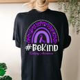 Leopard Rainbow Be Kind Purple Ribbon Epilepsy Cancer Women's Oversized Comfort T-Shirt Back Print Black