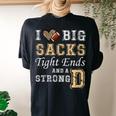 I Love Big Sacks Tight Ends And Strong D Heart Football Women's Oversized Comfort T-shirt Back Print Black