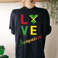 Love Jamaican Flag Blouse For Independence Carnival Festival Women's Oversized Comfort T-Shirt Back Print Black