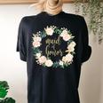 Maid Of Honor Blush Floral Wreath Wedding Women's Oversized Comfort T-Shirt Back Print Black