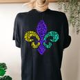 Mardi Gras Parade Fleur De Lis Leopard Cheetah Print Women's Oversized Comfort T-Shirt Back Print Black