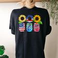 Mason Jar Sunflower Wife Mom Nana Usa Flag 4Th Of July Women's Oversized Comfort T-Shirt Back Print Black