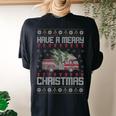 Merry Xmas Ugly Christmas Sweater Fireman Firefighter Women's Oversized Comfort T-shirt Back Print Black