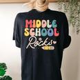 Middle School Rocks Students Teacher Back To School Women's Oversized Comfort T-shirt Back Print Black