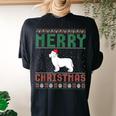 Newfoundland Dog Ugly Christmas Sweater Family Matching Women's Oversized Comfort T-shirt Back Print Black