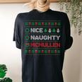 Nice Naughty Mcmullen Christmas List Ugly Sweater Women's Oversized Comfort T-shirt Back Print Black