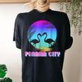 Panama City Flamingo Silhouette Group Vacation Women's Oversized Comfort T-Shirt Back Print Black