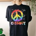 Peace Sign Retro Groovy 60S 70S Hippie Style Women's Oversized Comfort T-Shirt Back Print Black