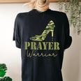Prayer Warrior Camo Heels Faith God Jesus Christian Women's Oversized Comfort T-shirt Back Print Black