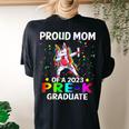 Proud Mom Of A Class Of 2023 Prek Graduate Unicorn Women's Oversized Comfort T-Shirt Back Print Black