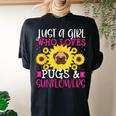 Pug Dog Mom Owner Sunflower Lover Cute Christmas Women's Oversized Comfort T-Shirt Back Print Black