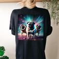Pugs In Space With Donuts Cute Pug Boys Girls Women's Oversized Comfort T-shirt Back Print Black