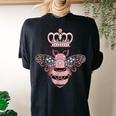 Queen Bee Crown Girls Hive Beekeeping Bee Women's Oversized Comfort T-shirt Back Print Black