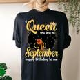 A Queen Was Born In September Black Girl Birthday Afro Woman Women's Oversized Comfort T-shirt Back Print Black