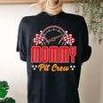 Race Car Birthday Party Matching Family Mommy Pit Crew Women's Oversized Comfort T-shirt Back Print Black