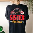 Race Car Birthday Party Matching Family Sister Pit Crew Women's Oversized Comfort T-shirt Back Print Black