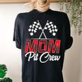 Race Car Birthday Party Racing Family Mom Pit Crew Women's Oversized Comfort T-shirt Back Print Black