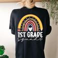 Rainbow 1St First Grade Squad For Teachers Back To School Women's Oversized Comfort T-shirt Back Print Black