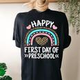 Rainbow Leopard Happy First Day Of Preschool Teacher Student Women's Oversized Comfort T-shirt Back Print Black