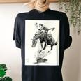 Rodeo Cowgirl Riding Bucking Horse Women's Oversized Comfort T-Shirt Back Print Black