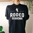Rodeo Grandma Cowgirl Wild West Horsewoman Ranch Lasso Boots Women's Oversized Comfort T-Shirt Back Print Black