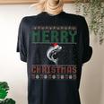 Salmon Ugly Christmas Sweater Family Matching Women's Oversized Comfort T-shirt Back Print Black