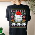 Santa Claus Golf Ball Xmas Tree Light Ugly Christmas Sweater Women's Oversized Comfort T-shirt Back Print Black