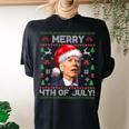 Santa Joe Biden Merry 4Th Of July Ugly Christmas Sweater Women's Oversized Comfort T-shirt Back Print Black