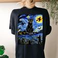 Scary Night Black Cat Halloween Pumpkin Boys Girls Women's Oversized Comfort T-shirt Back Print Black