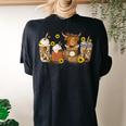 Scottish Highland Cow Sunflower Fall Vibes Coffee Lover Women's Oversized Comfort T-shirt Back Print Black
