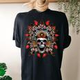 Screaming Skull In Native American Indian Headdress Feathers Native American Women's Oversized Comfort T-shirt Back Print Black