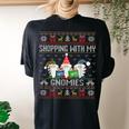 Shopping With My Gnomies Ugly Christmas Sweater Women's Oversized Comfort T-shirt Back Print Black