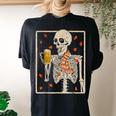 Skeleton Drinking Beer Retro Halloween Costume Beer Drink Women's Oversized Comfort T-shirt Back Print Black