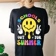 Smile Face Teacher Last Day Of School Schools Out For Summer Women's Oversized Comfort T-Shirt Back Print Black