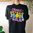 In My Softball Mom Era Retro Groovy Mom Life For Game Day Women's Oversized Comfort T-shirt Back Print Black