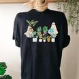 Spooky Plant Lady Halloween Ghost Garden Watering Flowers Women's Oversized Comfort T-shirt Back Print Black