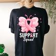 Support Squad Breast Cancer Awareness Butterfly Ribbon Women's Oversized Comfort T-shirt Back Print Black